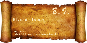 Blaser Ivonn névjegykártya